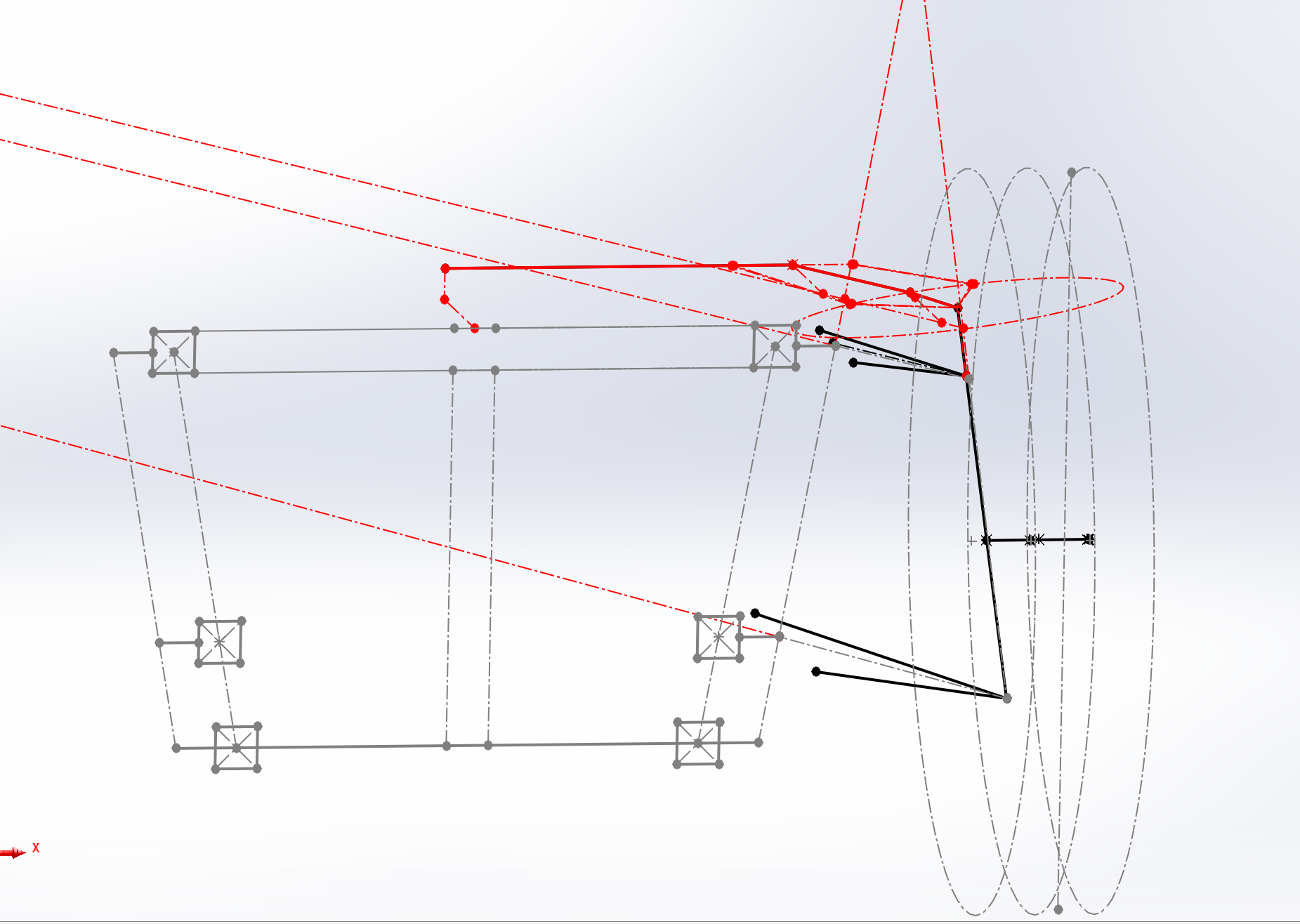 Kinematic nodal sketch of the suspension